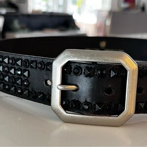 Black Studded Belt with Silver Buckle